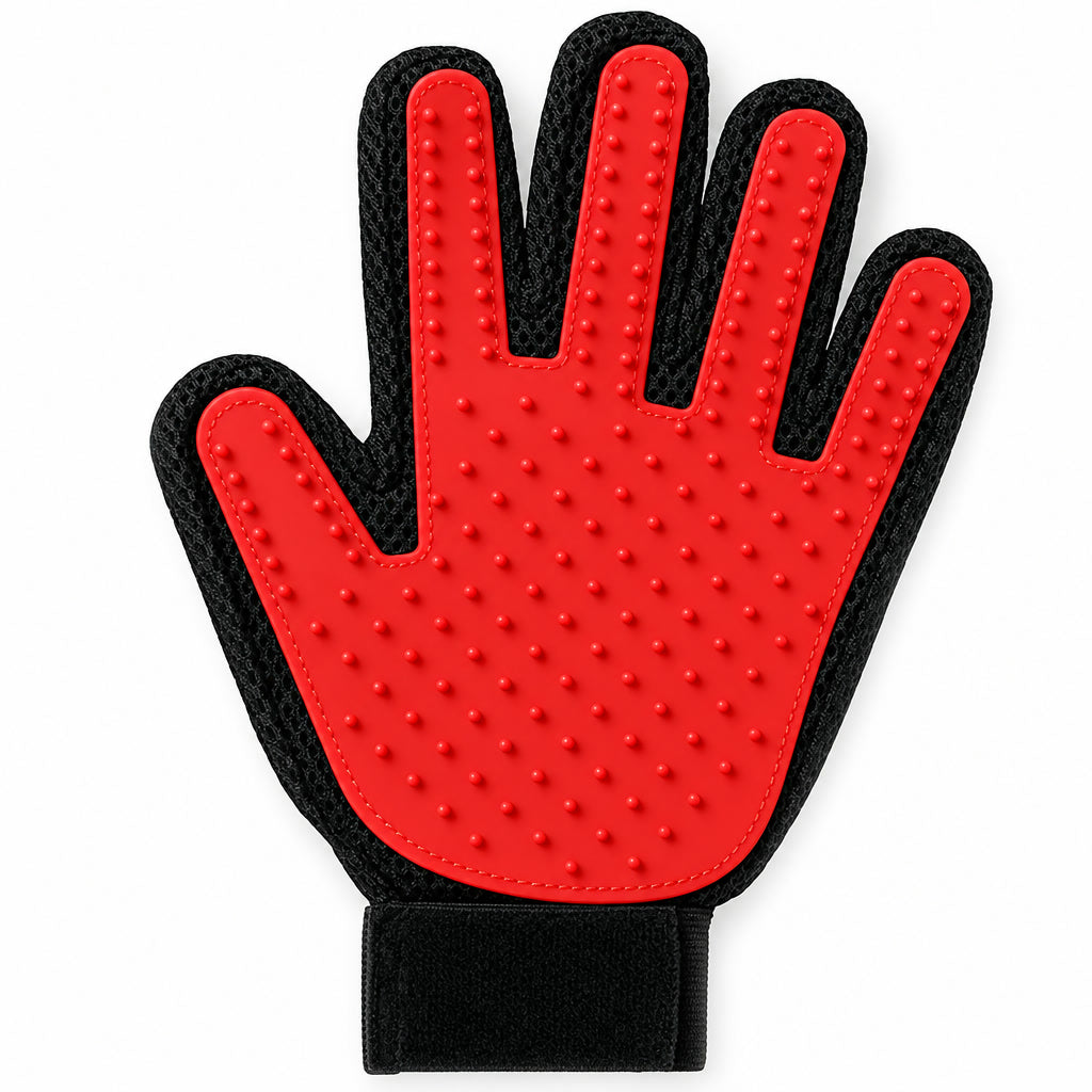 Guante de silicona para perros y gatos · Rojo