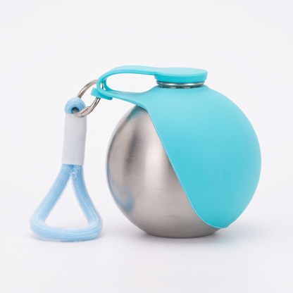 Botella de agua portátil para perros · Acero · Turquesa y celeste
