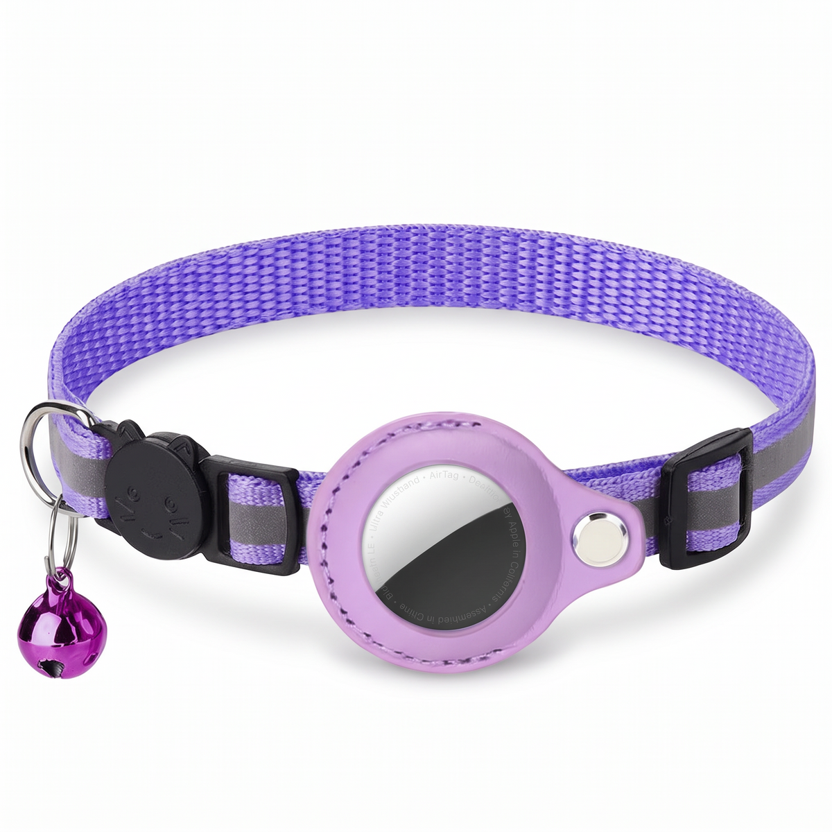 Collar para gatos con soporte para AirTag · Morado