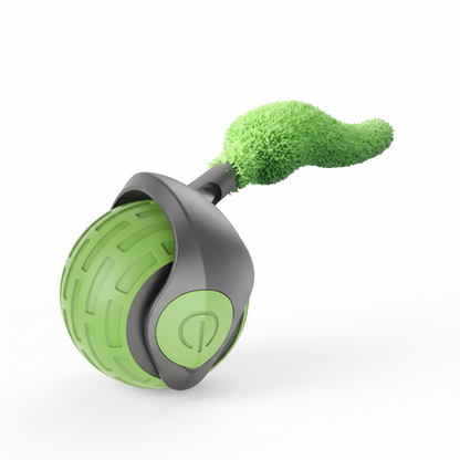 Pelota interactiva automática para gatos · Con cola · Verde