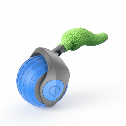 Pelota interactiva automática para gatos · Con cola · Azul