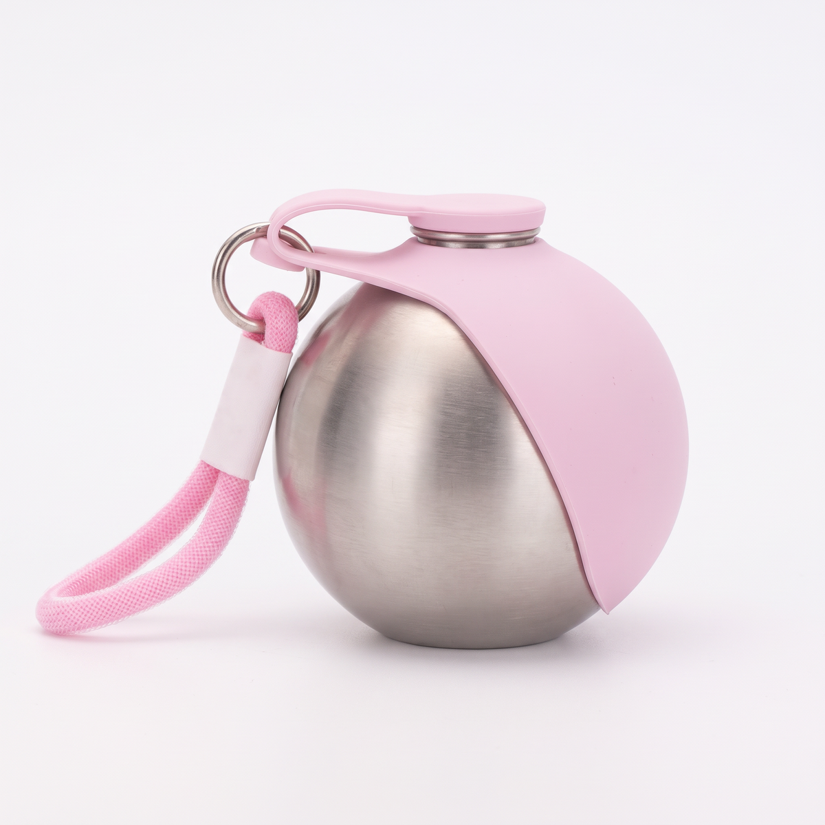 Botella de agua portátil para perros · Acero · Rosa