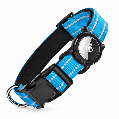 Collar reflectante para perros con soporte para AirTag · Azul