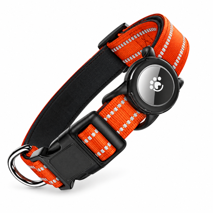 Collar reflectante para perros con soporte para AirTag · Naranja