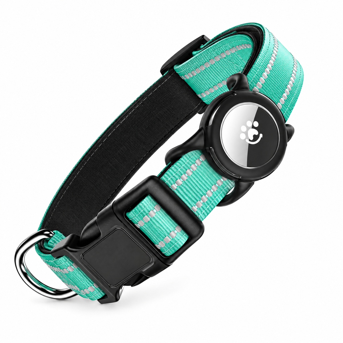 Collar reflectante para perros con soporte para AirTag · Menta