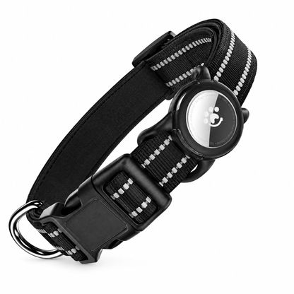 Collar reflectante para perros con soporte para AirTag · Negro
